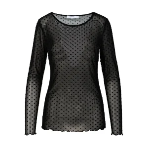 EVE MESH BLOUSE - Black dot