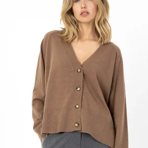 GEBREIDE VEST - COMFORTABEL - Mocca mousse