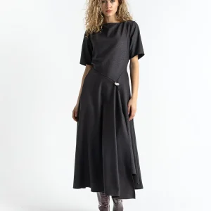 GEPLISSEERDE GLITTERJURK - Black