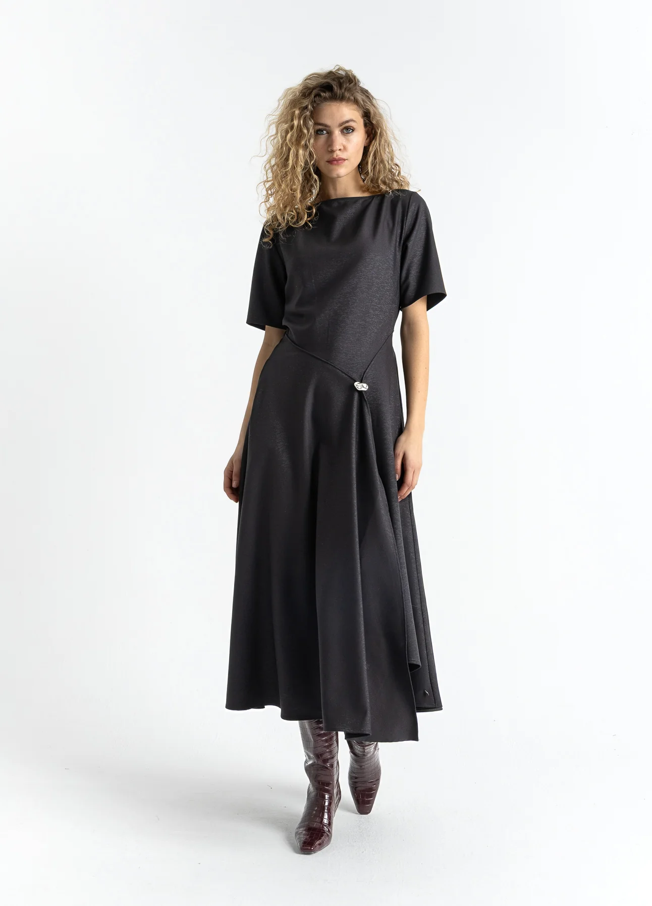 GEPLISSEERDE GLITTERJURK - Black