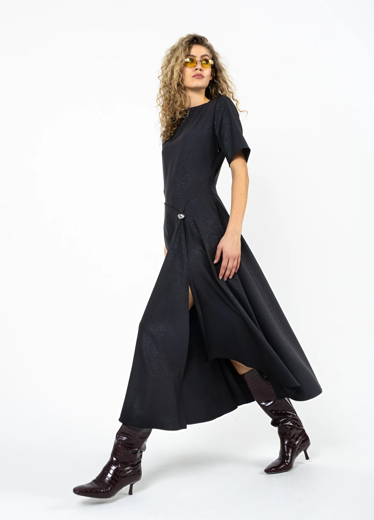 GEPLISSEERDE GLITTERJURK - Black - Afbeelding 6