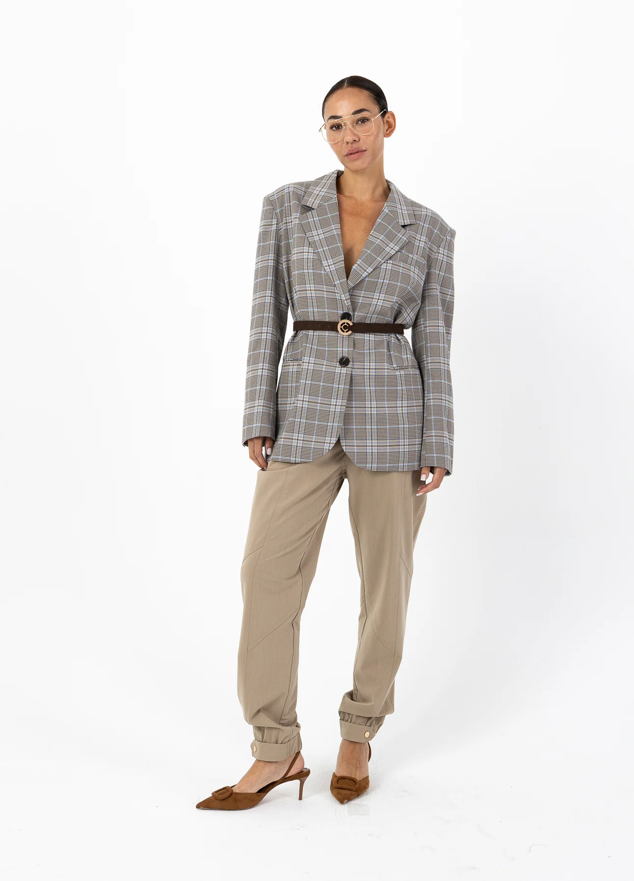 GERUITE BLAZER - Sand / blue check - Afbeelding 3