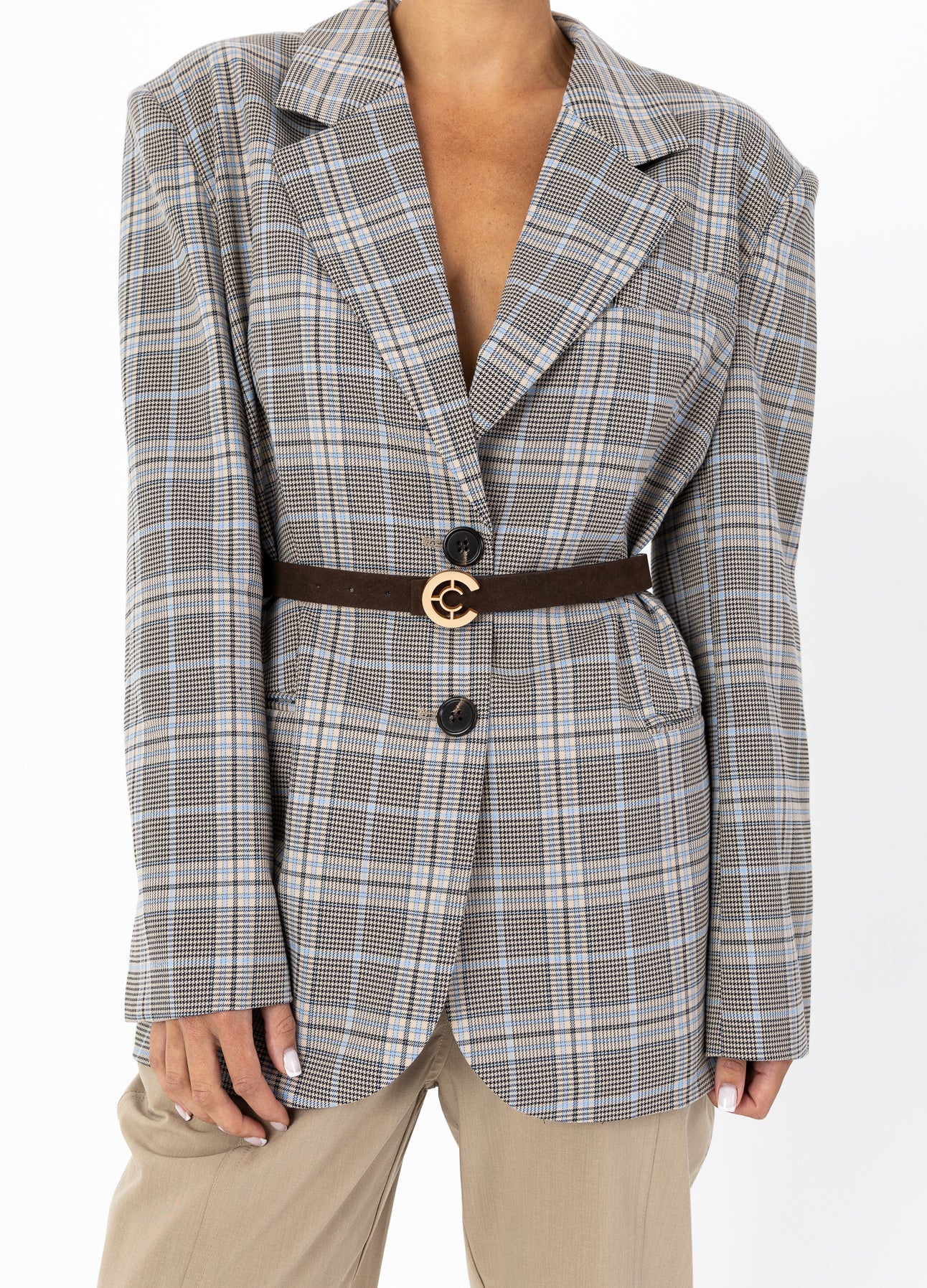 GERUITE BLAZER - Sand / blue check - Afbeelding 5