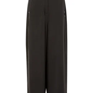 GLANZENDE WIJD UITLOPENDE BROEK - PETRA PASVORM - Black