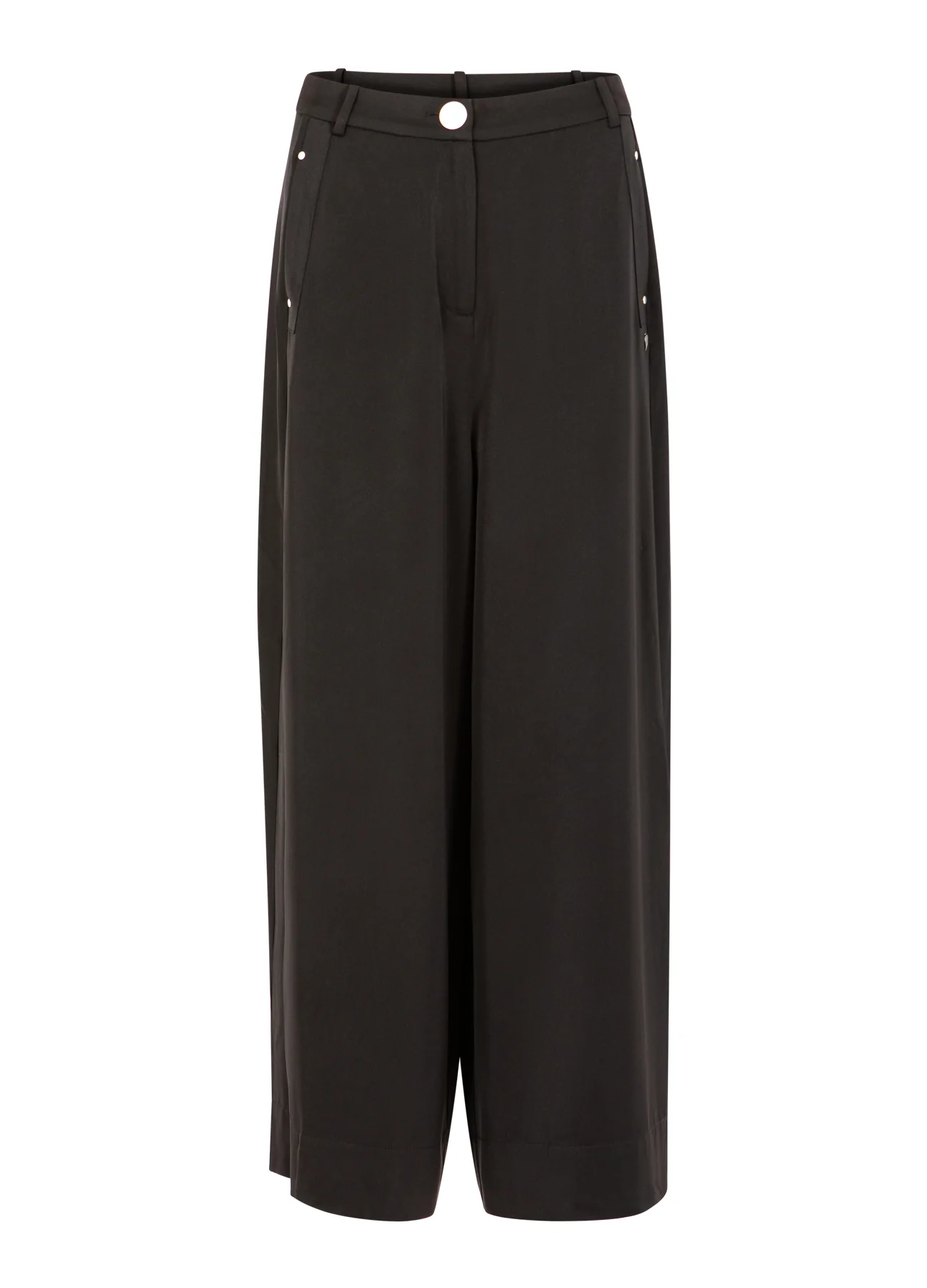 GLANZENDE WIJD UITLOPENDE BROEK - PETRA PASVORM - Black - Afbeelding 2