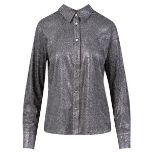 GLINSTERENDE LUREX SHIRT - Silver/black