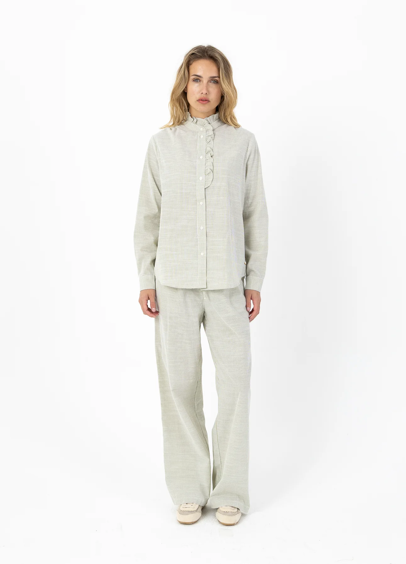 GWEN LANGE BROEK - SILLE PASVORM - Green stripe - Afbeelding 2