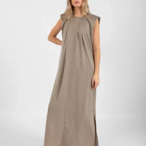 Gedrapeerde jurk - Light mud