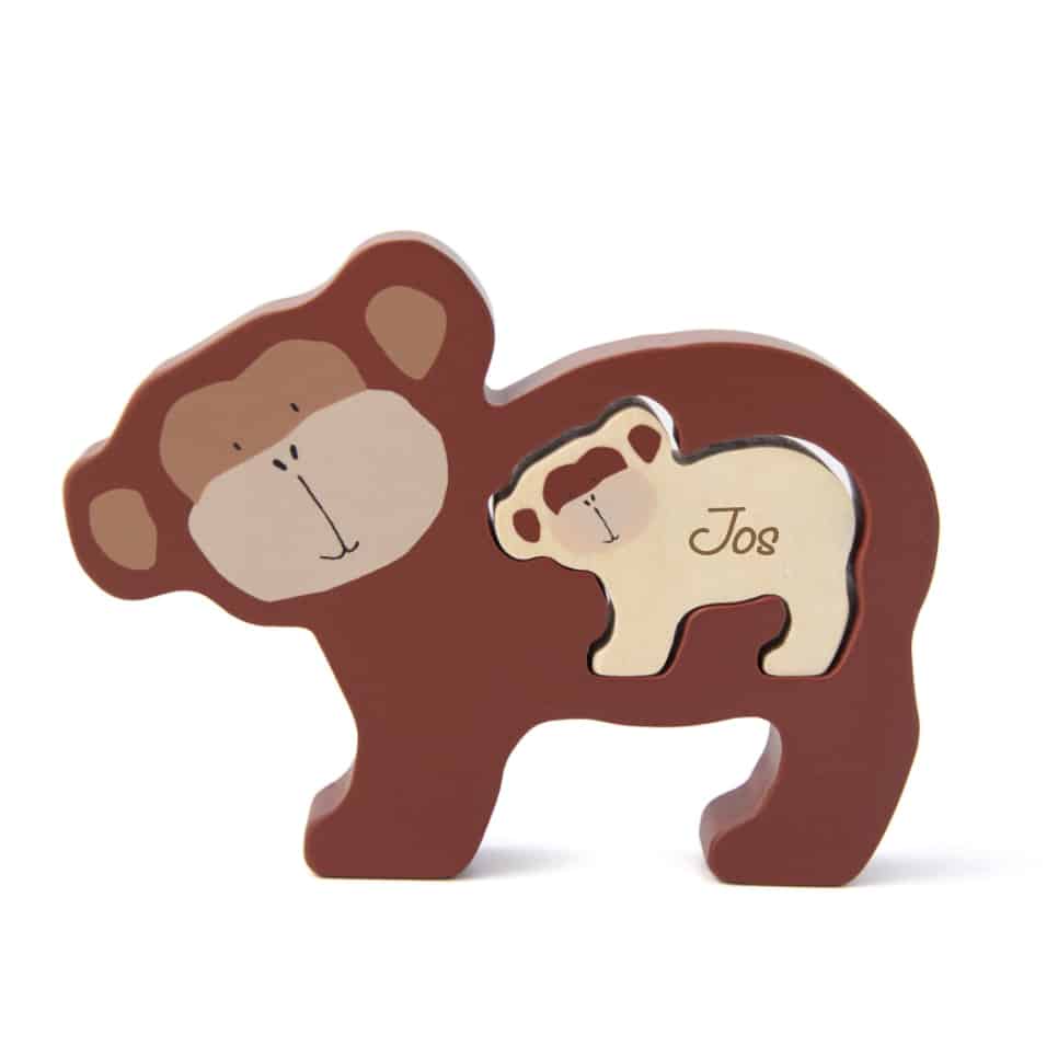 Houten babypuzzel Meneer Aap met naam Gegraveerd - Afbeelding 4