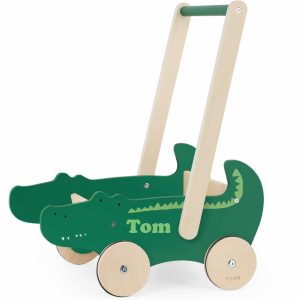 Houten duwkar – Meneer Krokodil met naam