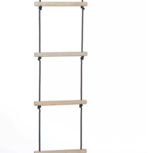 Houten touwsportladder Zwart gevlochten touw