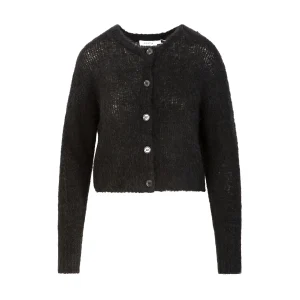 INGEKORTE GEBREIDE VEST IN ALPACA - Black