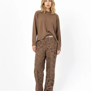 KANTEN BROEK - SILLE PASVORM - Mocca mousse