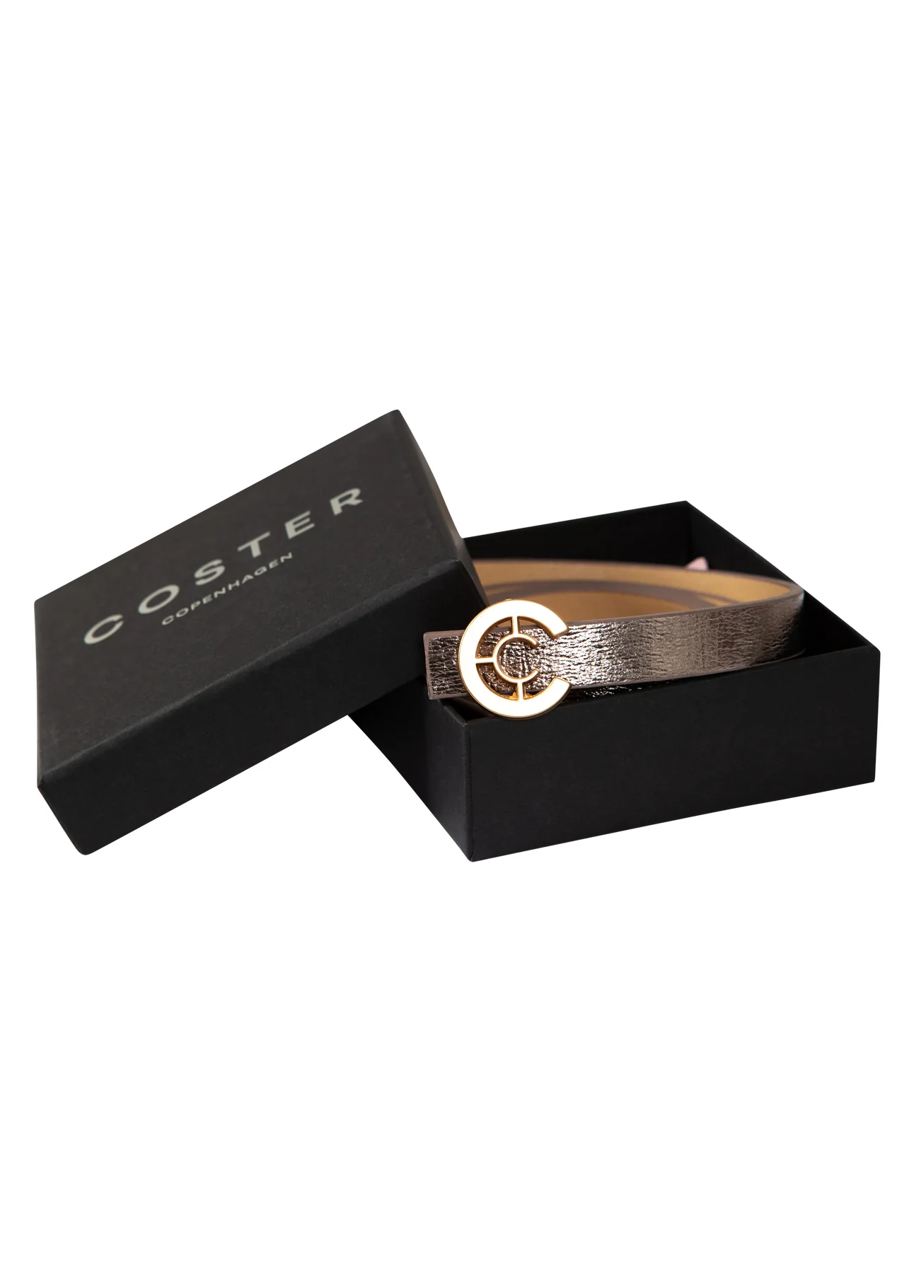 KLEIN LOGO RIEM - Metallic mud - 350 (gold buckle) - Afbeelding 4