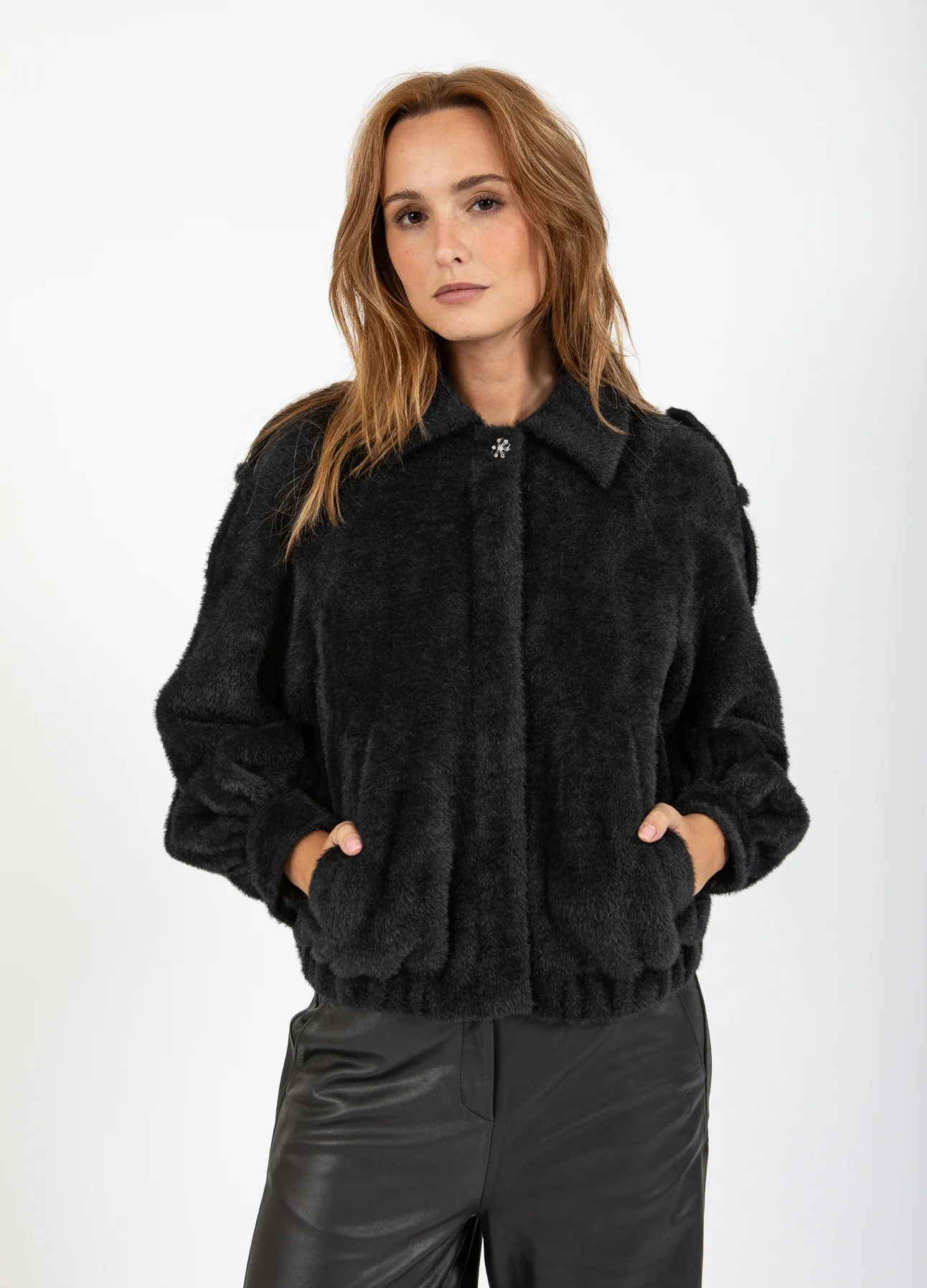 KORT WOLLEN JAS - Black - Afbeelding 2