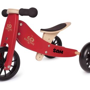 Kinderfeets 2-in-1 houten loopfiets driewieler Tiny Tot Cherry Red