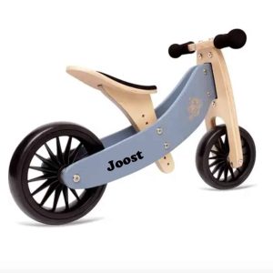 Kinderfeets 2-in-1 houten loopfiets driewieler Tiny Tot Slate Blue (18 maanden)