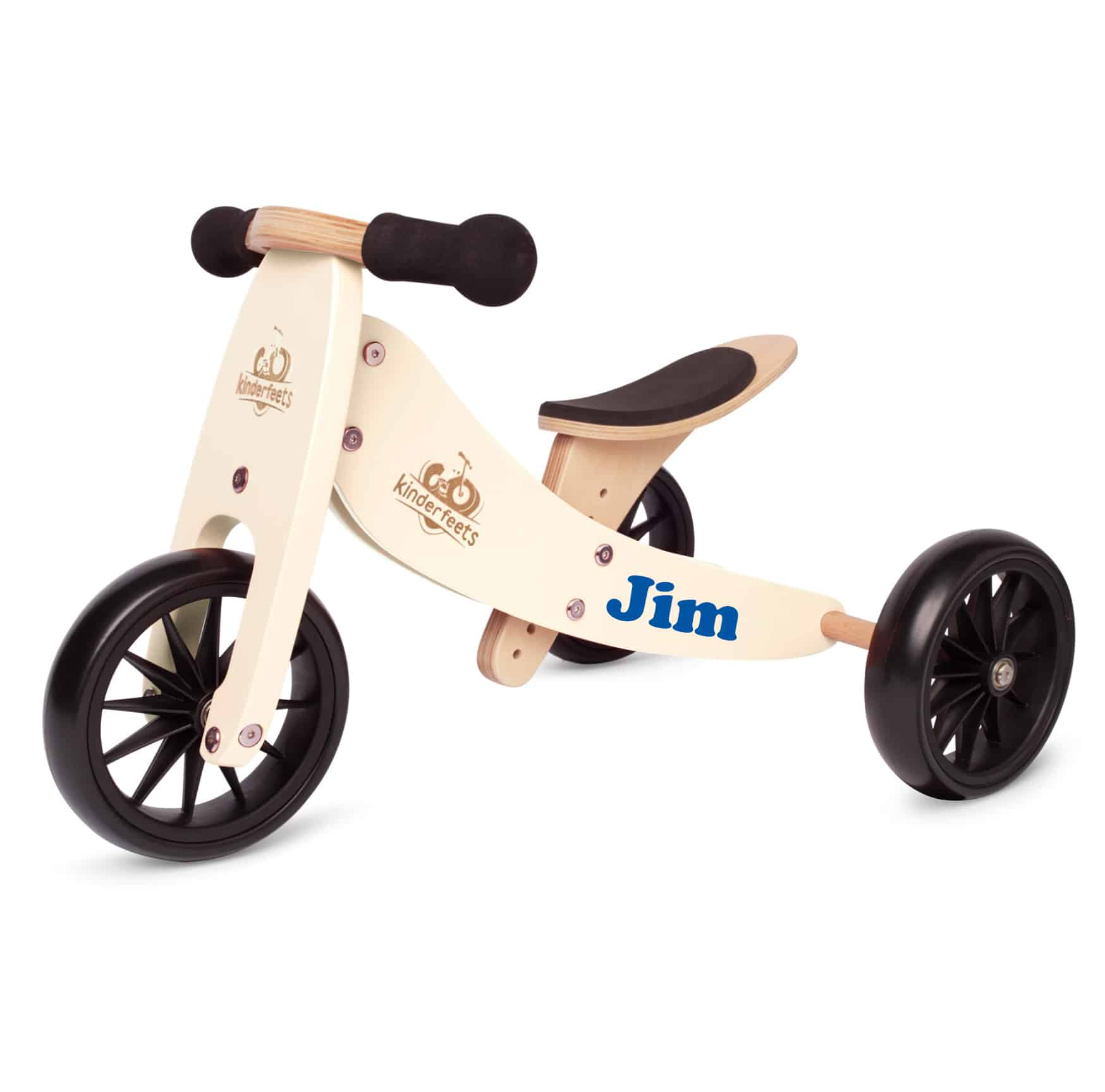 Kinderfeets 2-in-1 houten loopfiets driewieler Tiny Tot Cream