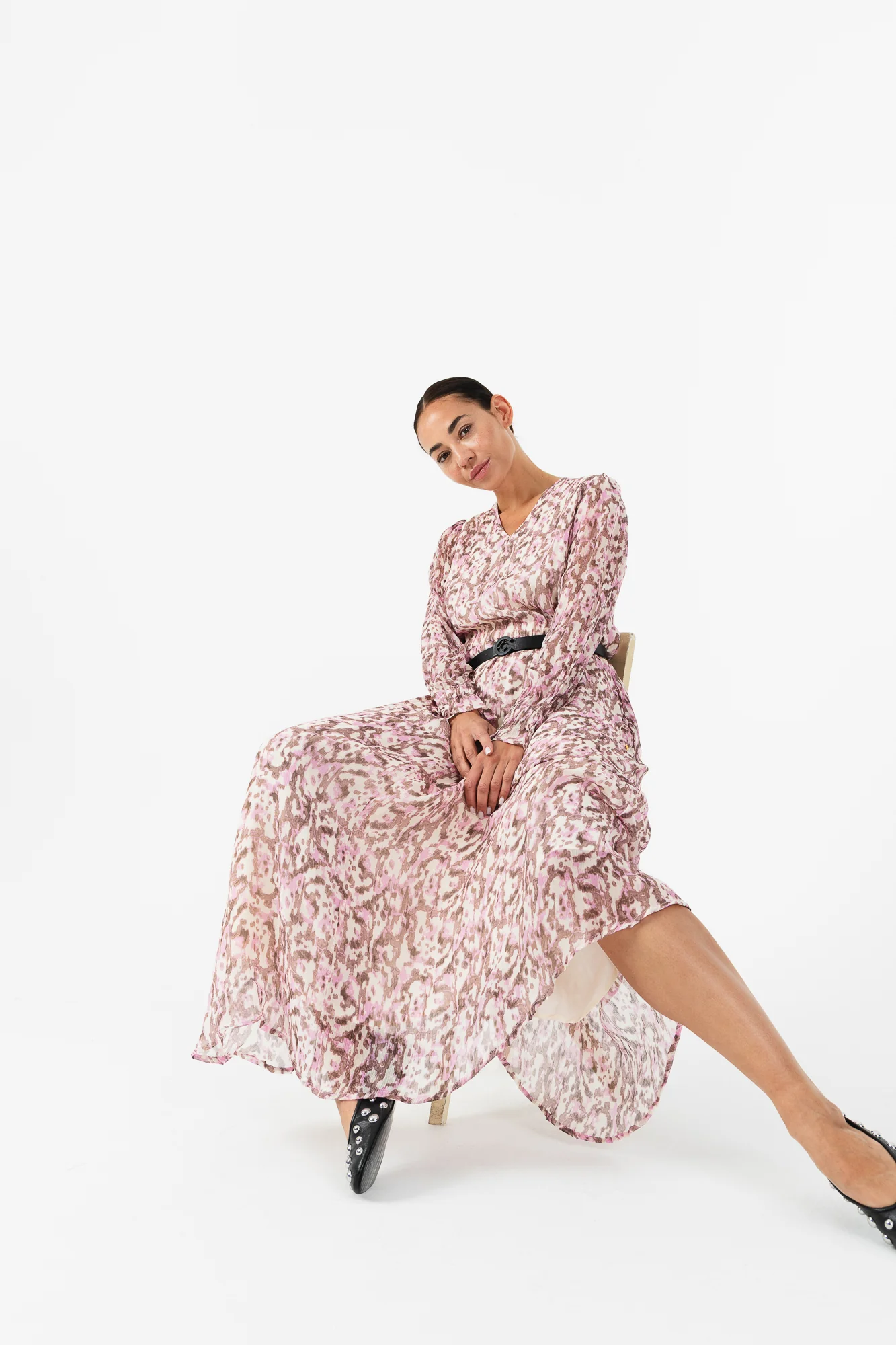 LANGE JURK IN DROMENLAND PRINT - Pink dreamscape print - Afbeelding 4