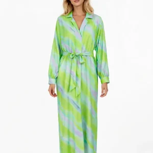 LONG DRESS W. FADED STRIPE PRINT - Faded stripe print