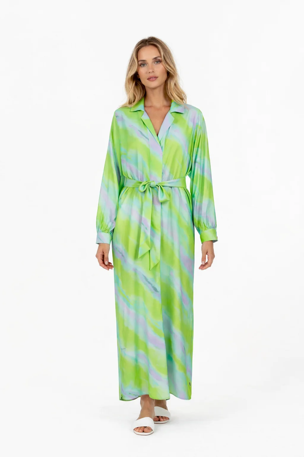 LONG DRESS W. FADED STRIPE PRINT - Faded stripe print - Afbeelding 2