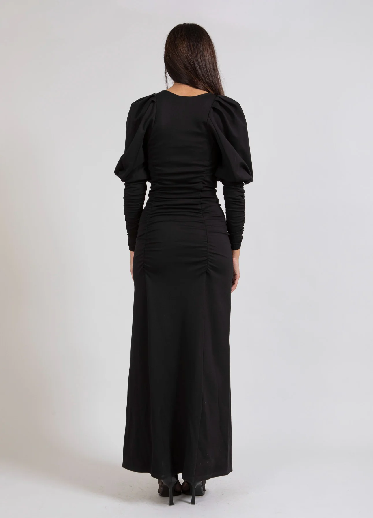 LONG DRESS W. WIDE SLEEVES - Black - Afbeelding 3