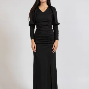 LONG DRESS W. WIDE SLEEVES - Black