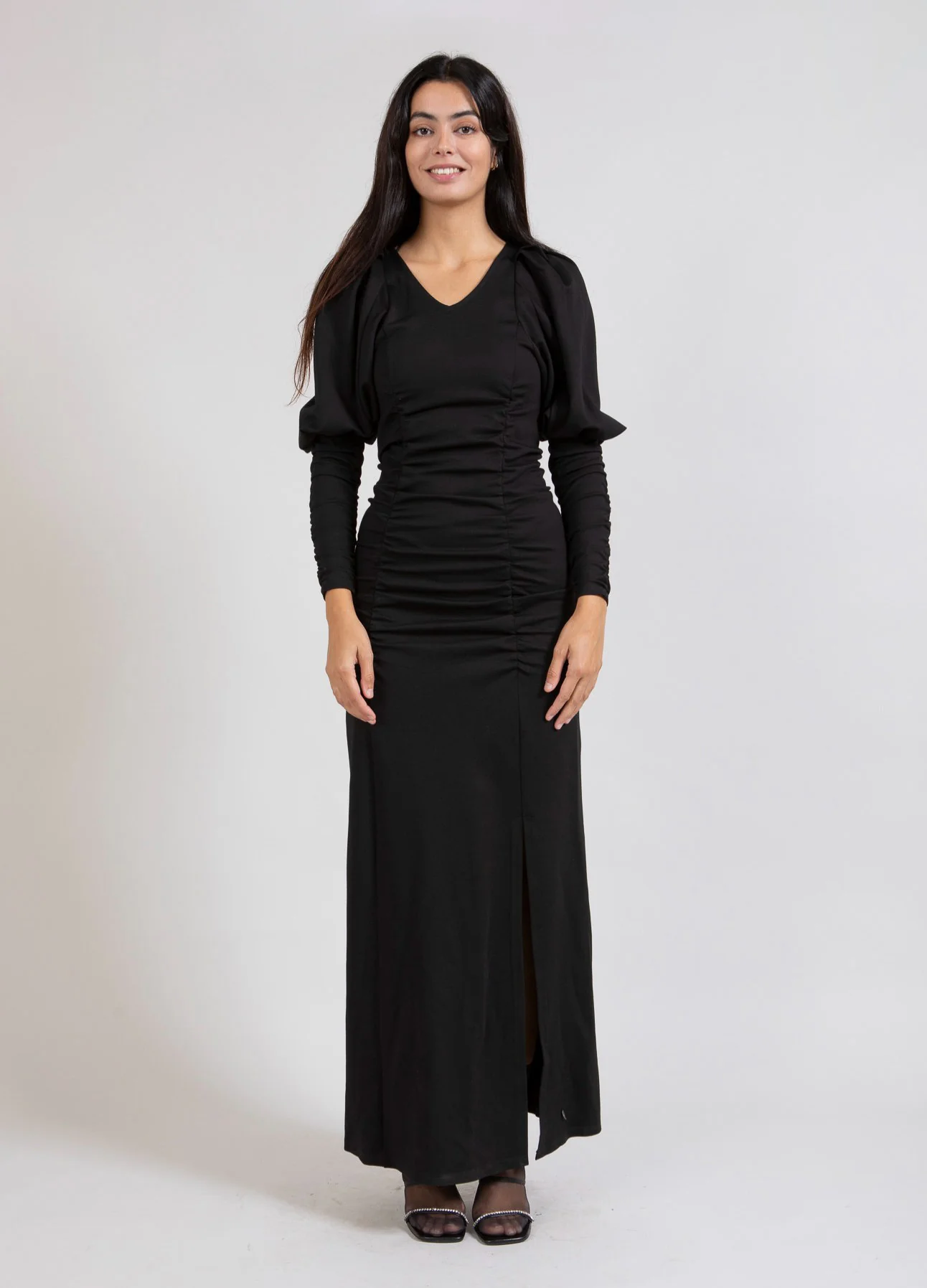 LONG DRESS W. WIDE SLEEVES - Black