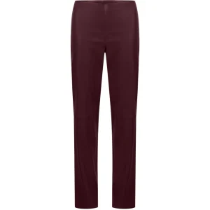LONG LEATHER LEGGINGS W. FLARED LEGS - MYNTE FIT - Bordeaux