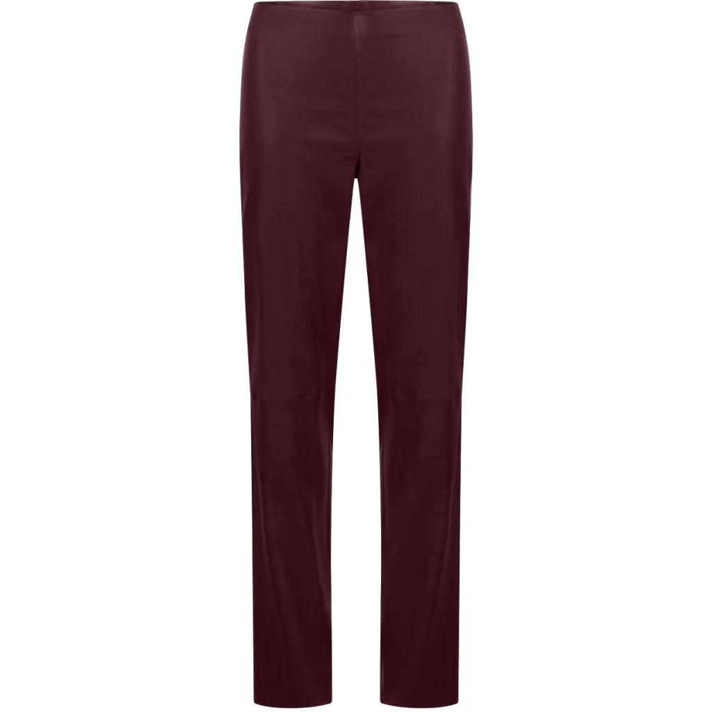 LONG LEATHER LEGGINGS W. FLARED LEGS - MYNTE FIT - Bordeaux - Afbeelding 2