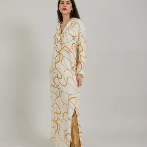LONG SHIRT DRESS W. CHAIN PRINT - Chain print