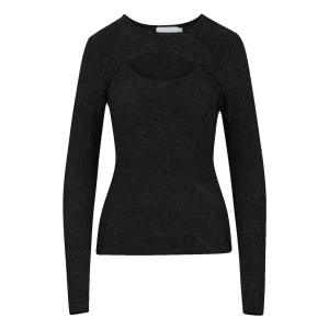 LONG SLEEVE T-SHIRT WITH STRUCTURE - Black