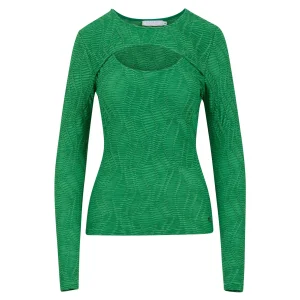 LONG SLEEVE T-SHIRT WITH STRUCTURE - Leaf green