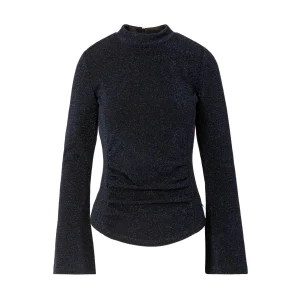 LUREX BLOUSE MET BREDE MANCHETTEN - Eclipse blue