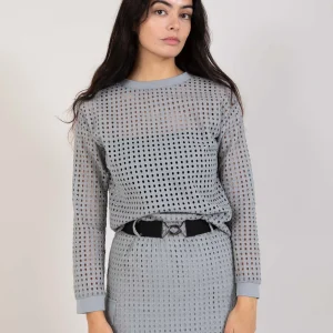 MESH TOP MET LANGE MOUWEN - Dark Grey