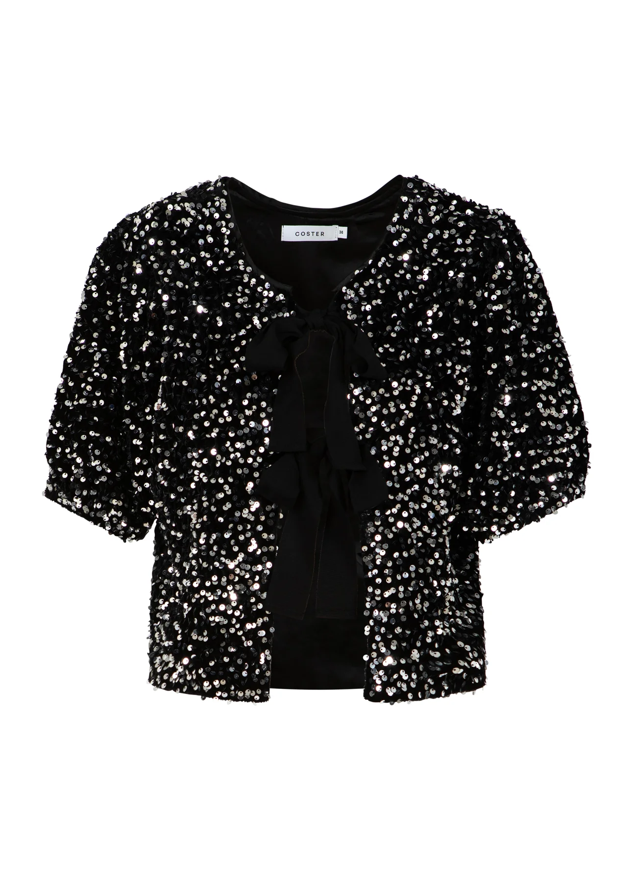 PAILLETTEN JAS MET STRIKKEN - Black/ silver