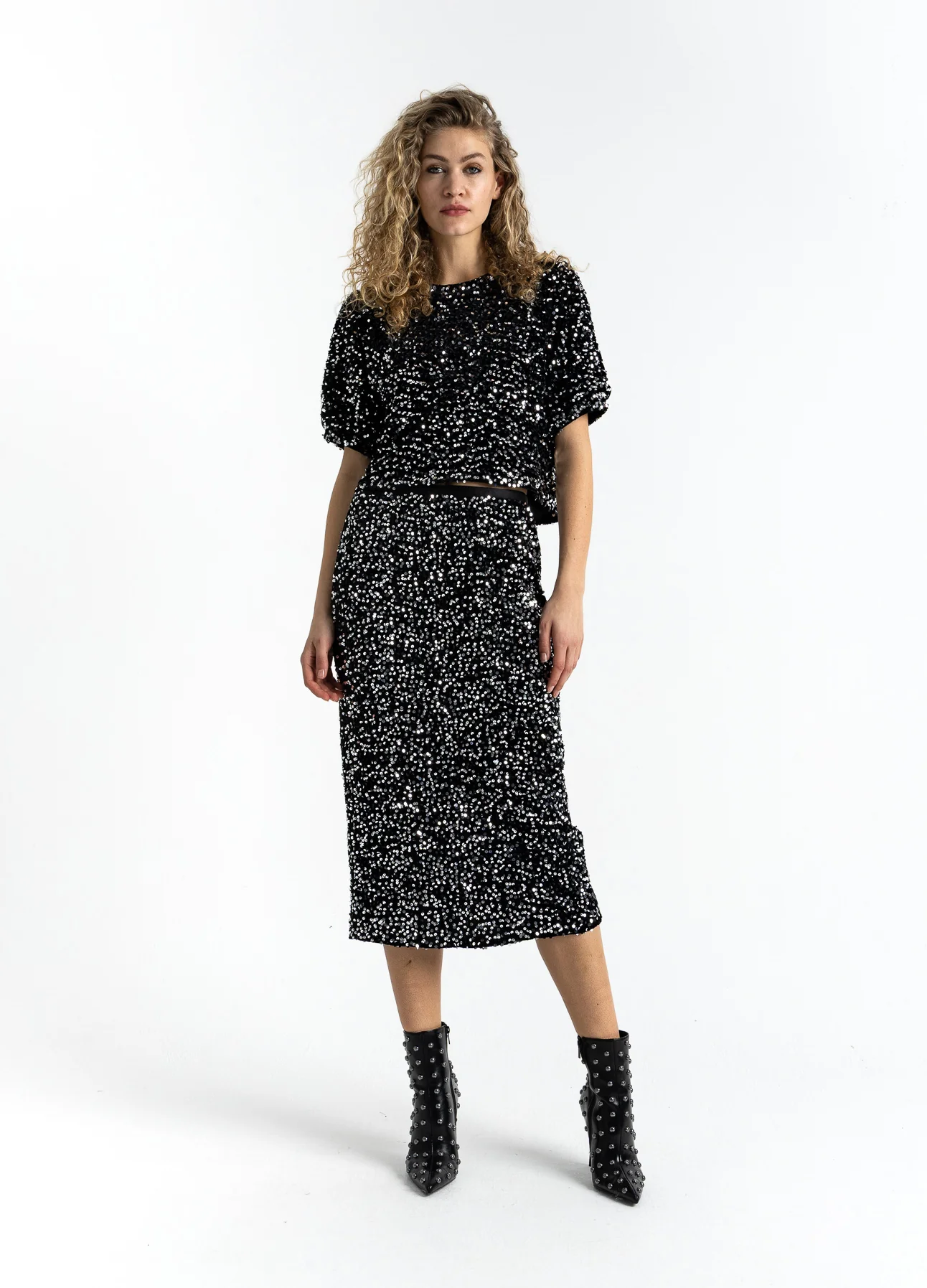 PAILLETTEN JAS MET STRIKKEN - Black/ silver - Afbeelding 4