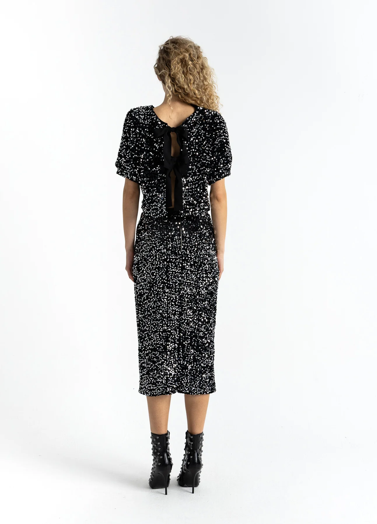 PAILLETTEN JAS MET STRIKKEN - Black/ silver - Afbeelding 5