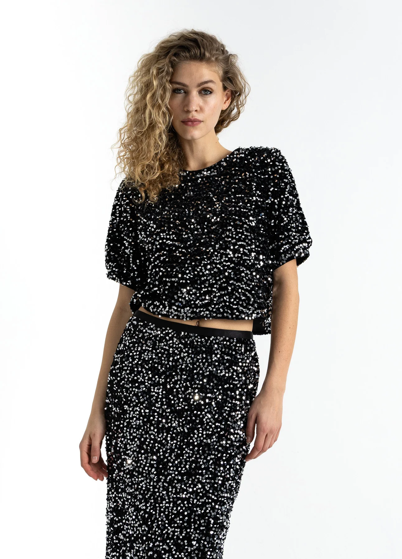 PAILLETTEN JAS MET STRIKKEN - Black/ silver - Afbeelding 6