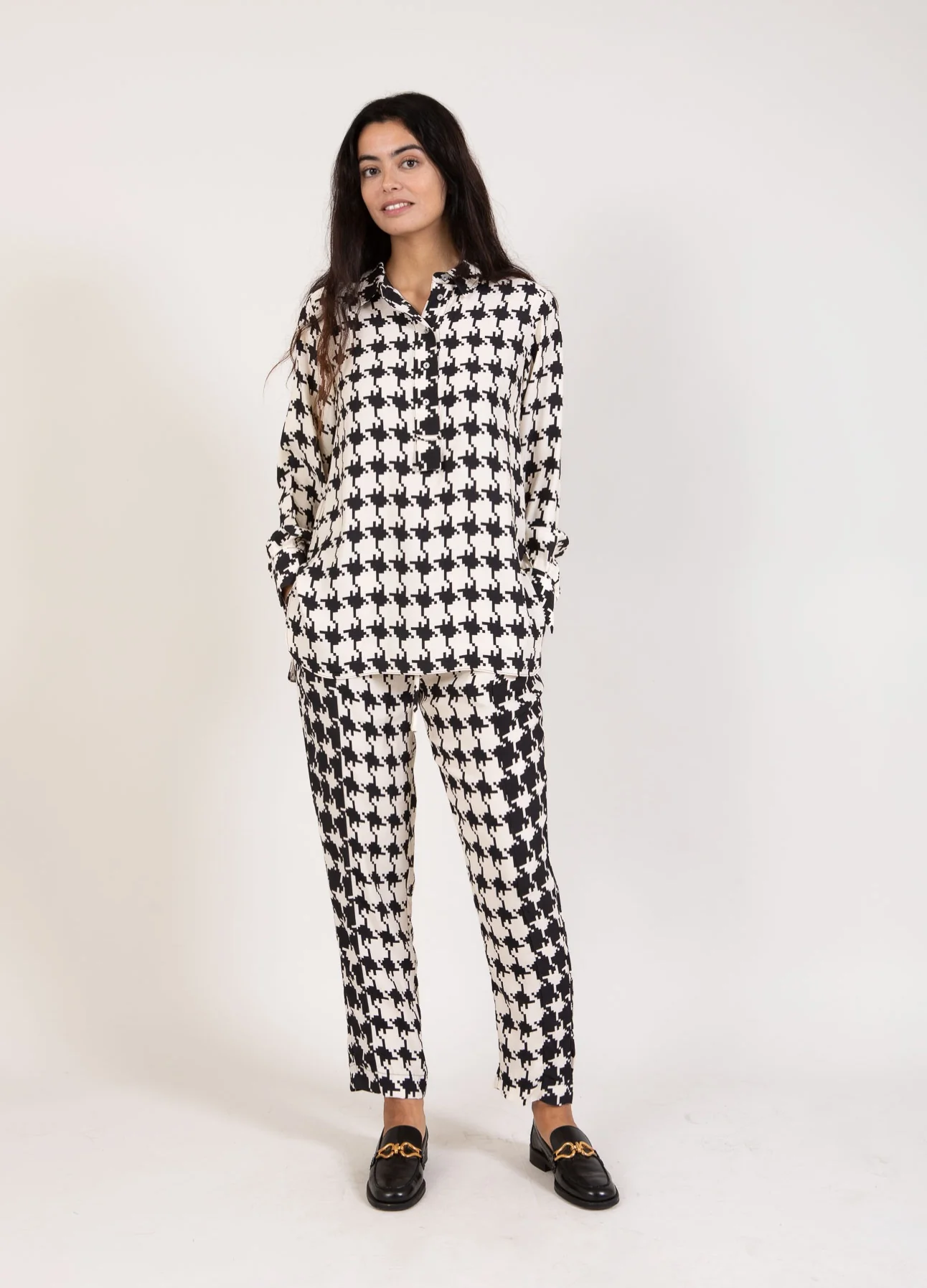 BROEK MET HOUNDSTOOTH PRINT - STELLA FIT - Houndstooth mix print - Afbeelding 4