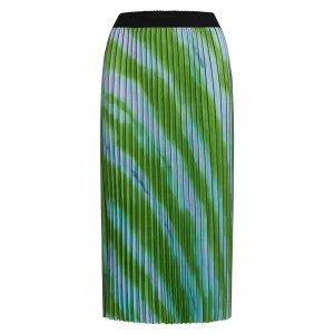 PLEATED SKIRT W. FADED STRIPE PRINT - Faded stripe print