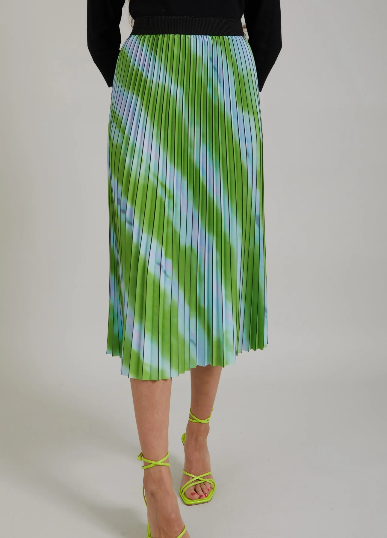PLEATED SKIRT W. FADED STRIPE PRINT - Faded stripe print - Afbeelding 4