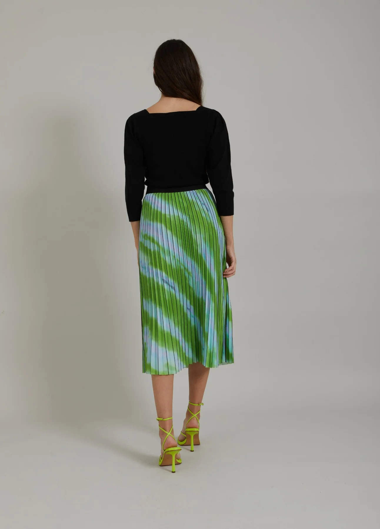 PLEATED SKIRT W. FADED STRIPE PRINT - Faded stripe print - Afbeelding 9