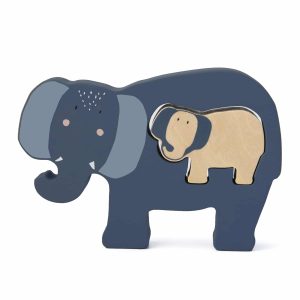Houten babypuzzel Mevrouw Olifant met naam Gegraveerd