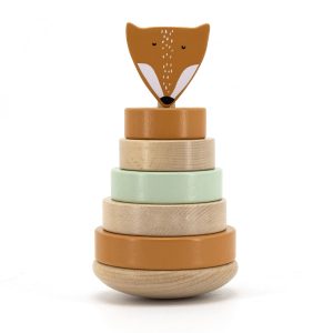 Houten stapeltoren Meneer Vos Trixie met naam (gegraveerd)