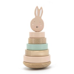 Houten stapeltoren Mevrouw Konijn Trixie met naam (gegraveerd)