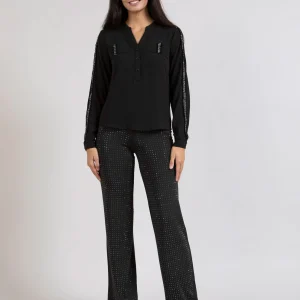 RHINESTONE PANTS - MYNTE FIT - Black
