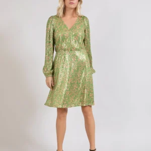 SEQUIN DRESS W. PRINT - Green sequins