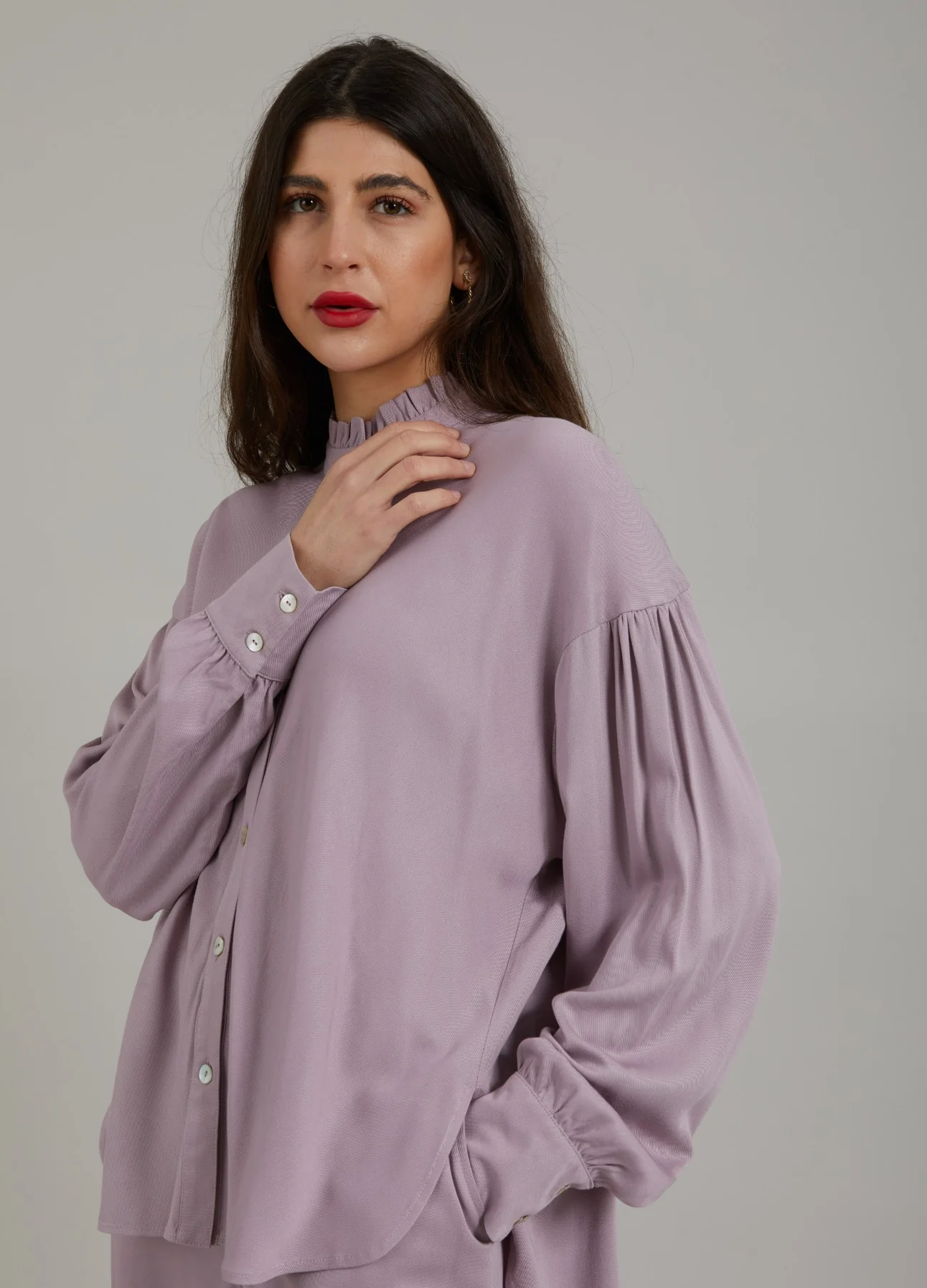SHIRT IN ECOVERO LENZING VISCOSE - Dusty purple - Afbeelding 4