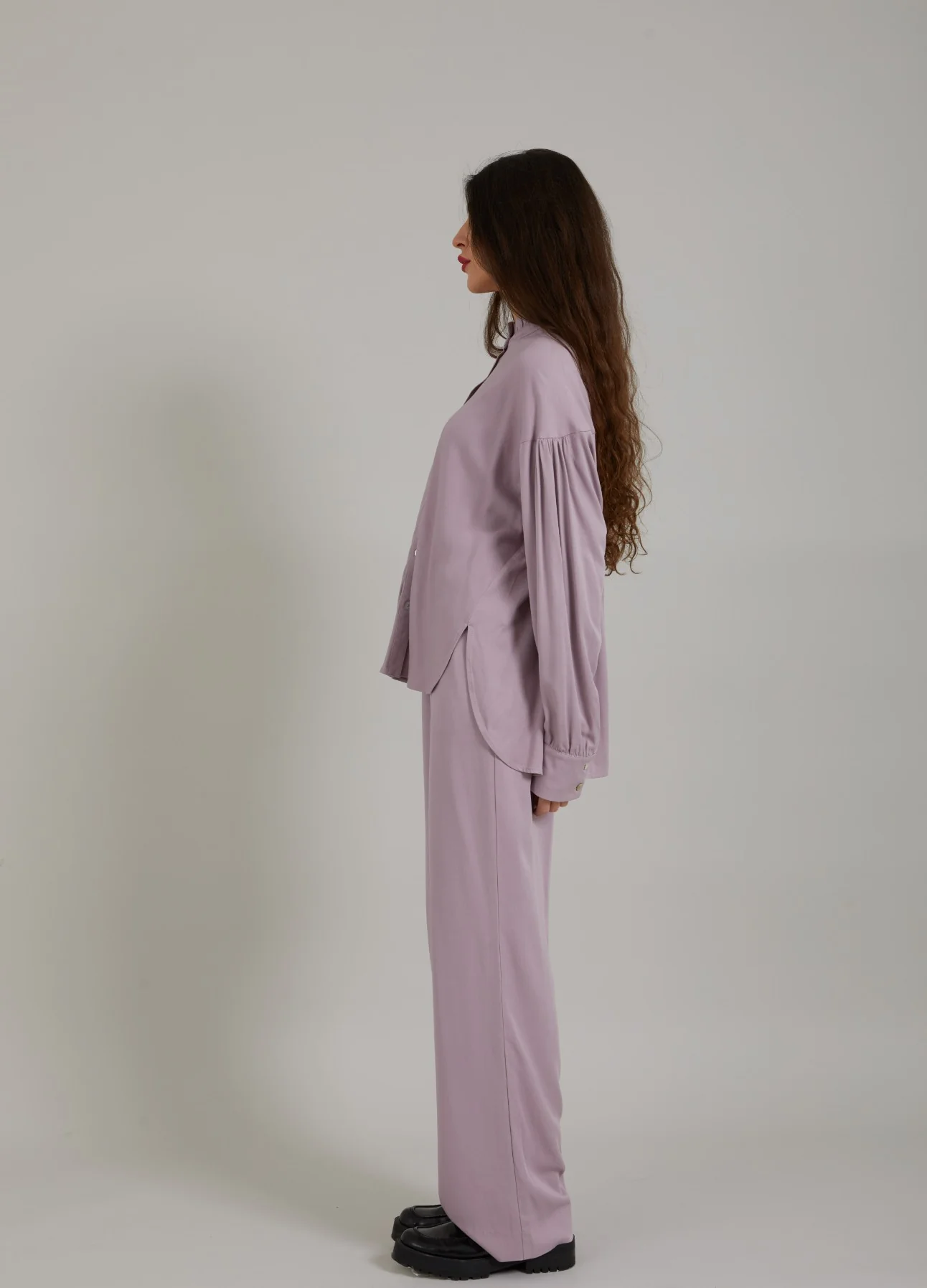 SHIRT IN ECOVERO LENZING VISCOSE - Dusty purple - Afbeelding 8